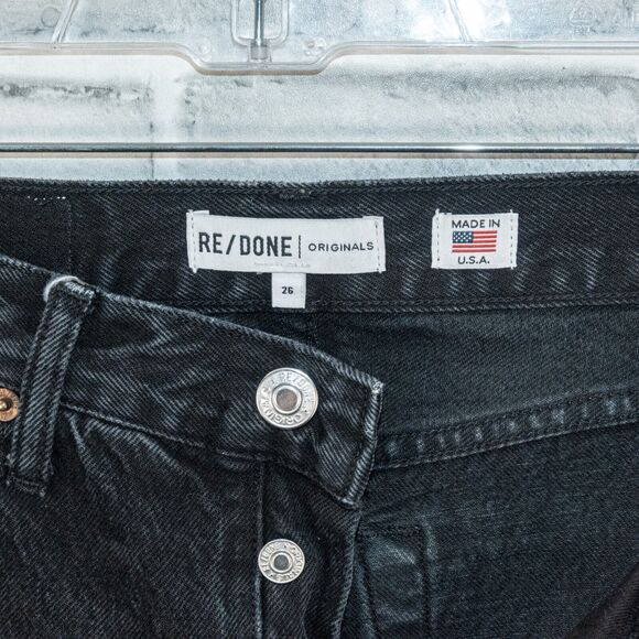 RE/DONE Women's High-Rise Loose Distressed Denim Jeans in Worn in Black sz 26 - Picture 3 of 14